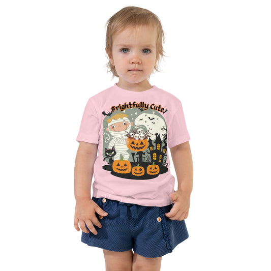 "Frightfully Cute" Toddler Short Sleeve Tee - Soft, Durable, and Perfect for Halloween Fun - Toddler Short Sleeve Tee