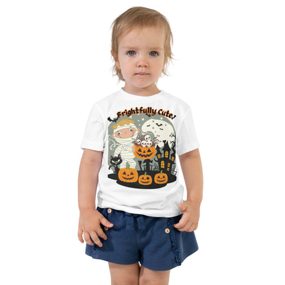 "Frightfully Cute" Toddler Short Sleeve Tee - Soft, Durable, and Perfect for Halloween Fun - Toddler Short Sleeve Tee