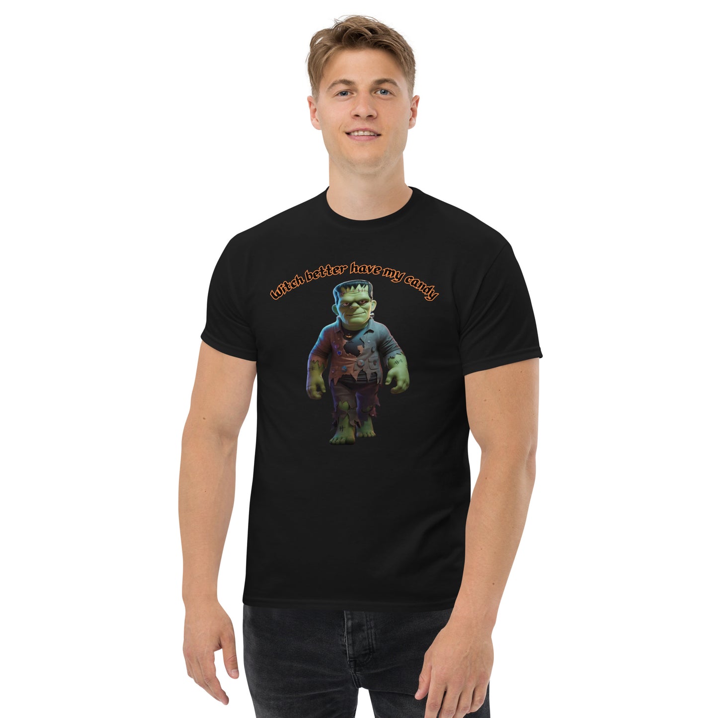 "Witch Better Have My Candy" Unisex Classic Tee with Frankenstein - Stylish, Comfortable, and Perfect for Halloween