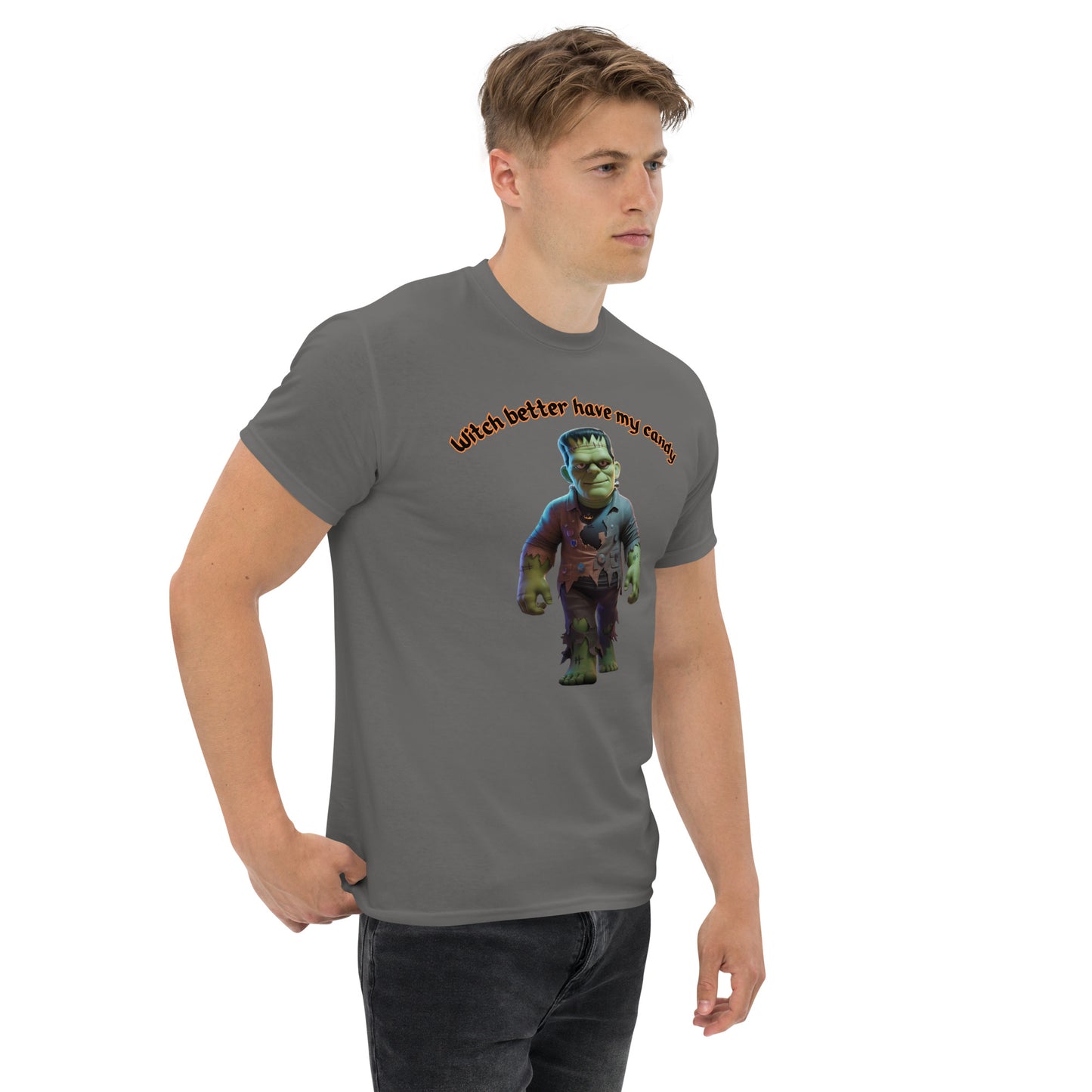 "Witch Better Have My Candy" Unisex Classic Tee with Frankenstein - Stylish, Comfortable, and Perfect for Halloween