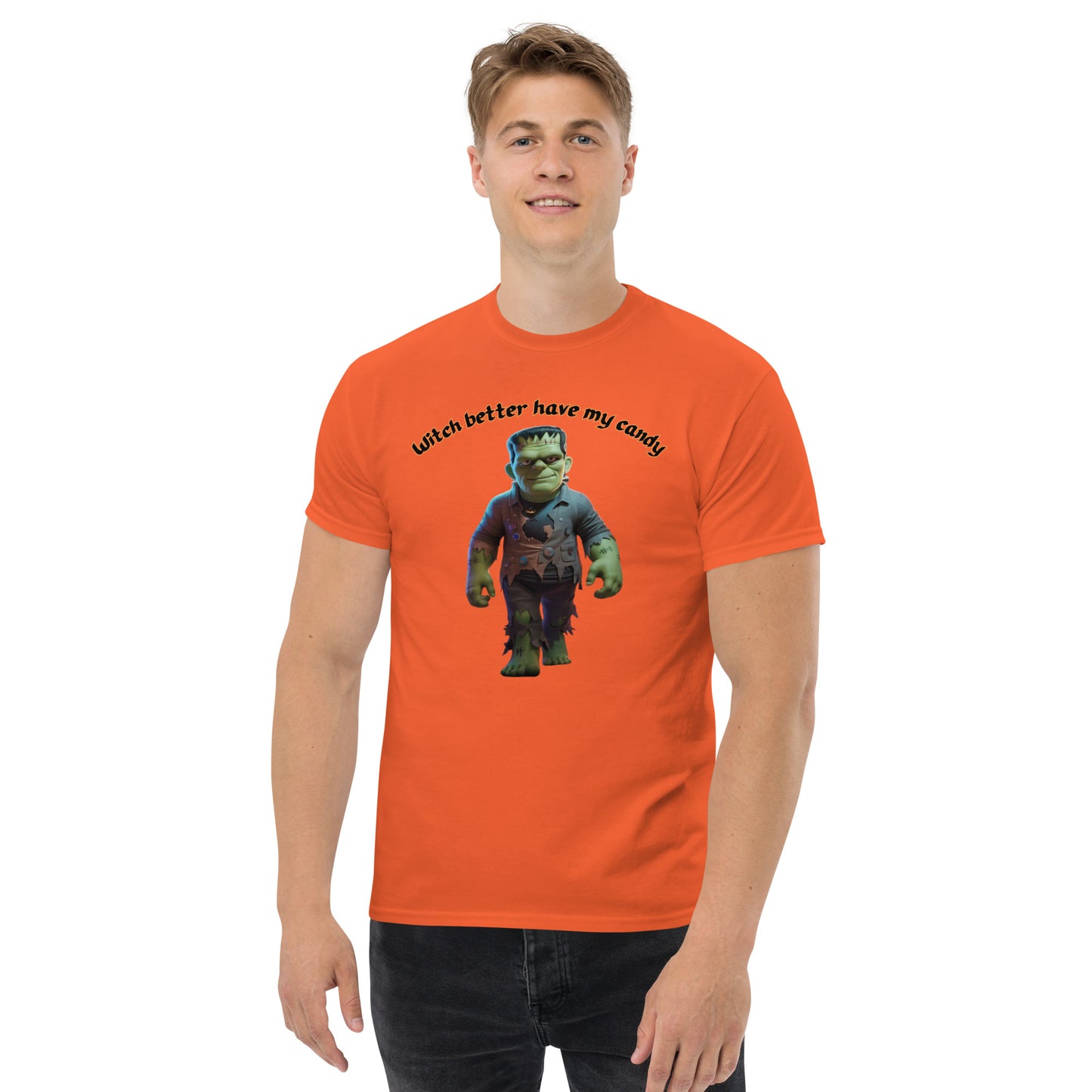 "Witch Better Have My Candy" Unisex Classic Tee with Frankenstein - Stylish, Comfortable, and Perfect for Halloween