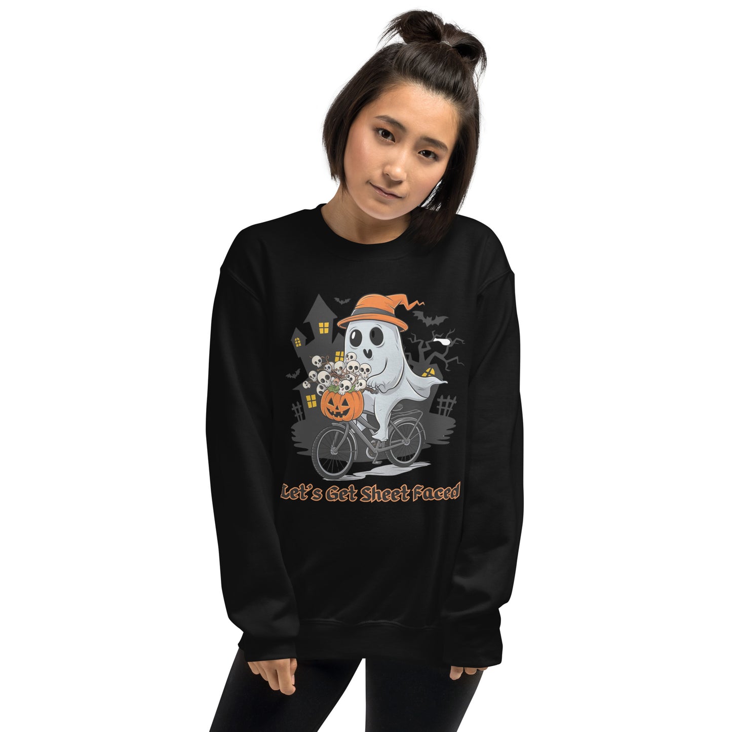 The viral "Let's Get Sheet Faced" Unisex Sweatshirt - Cozy, Playful, and Perfect for Halloween - Unisex Sweatshirt