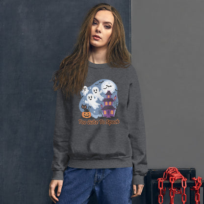 "Too Cute To Spook" Unisex Sweatshirt - Cozy Comfort with a Playful Halloween Twist - Unisex Sweatshirt