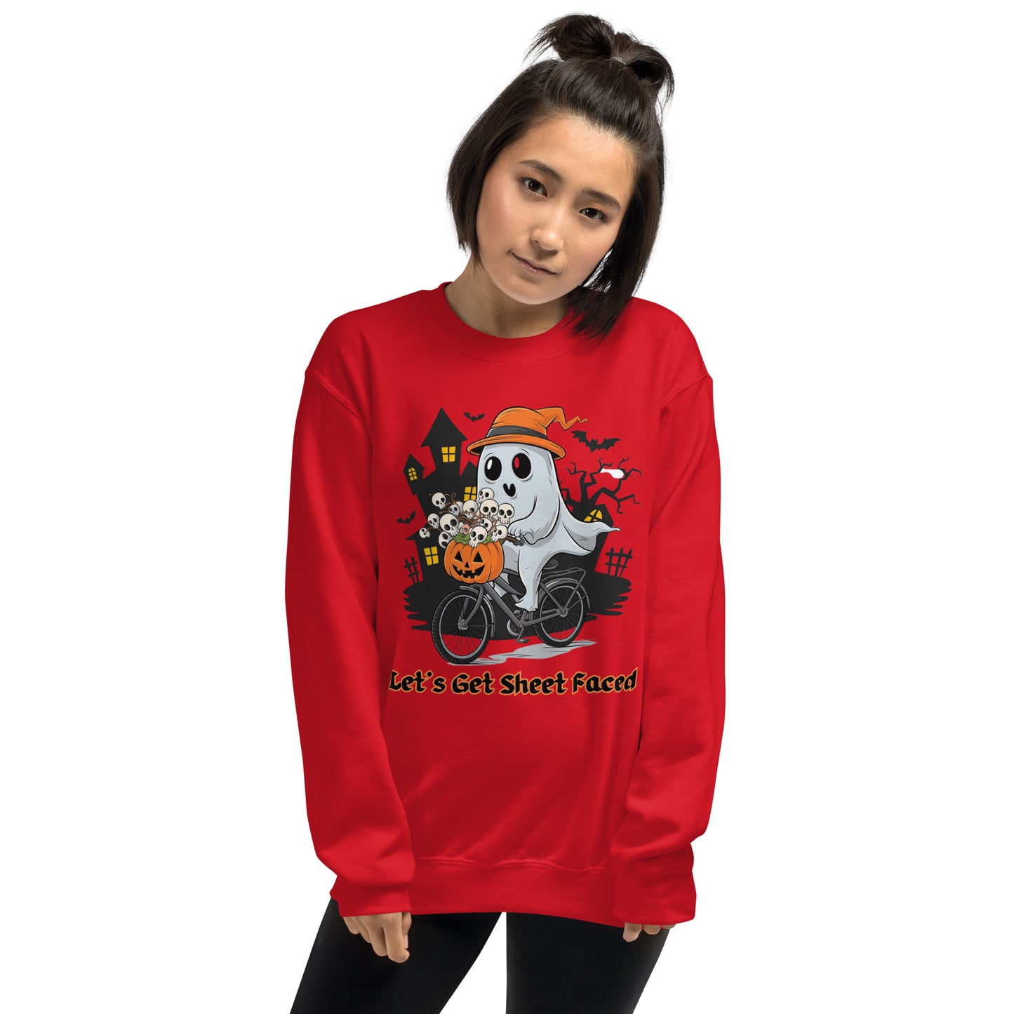 The viral "Let's Get Sheet Faced" Unisex Sweatshirt - Cozy, Playful, and Perfect for Halloween - Unisex Sweatshirt