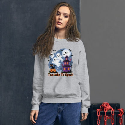 "Too Cute To Spook" Unisex Sweatshirt - Cozy Comfort with a Playful Halloween Twist - Unisex Sweatshirt