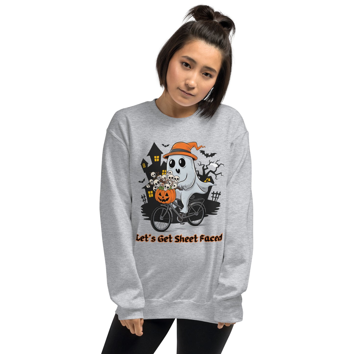 The viral "Let's Get Sheet Faced" Unisex Sweatshirt - Cozy, Playful, and Perfect for Halloween - Unisex Sweatshirt