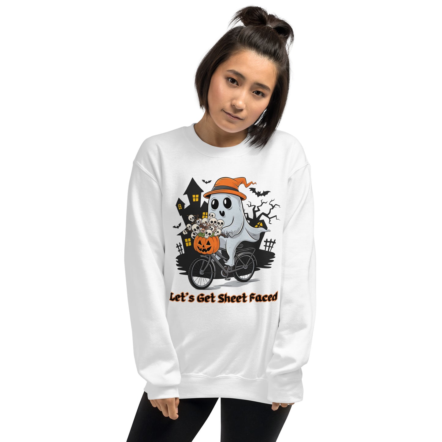 The viral "Let's Get Sheet Faced" Unisex Sweatshirt - Cozy, Playful, and Perfect for Halloween - Unisex Sweatshirt