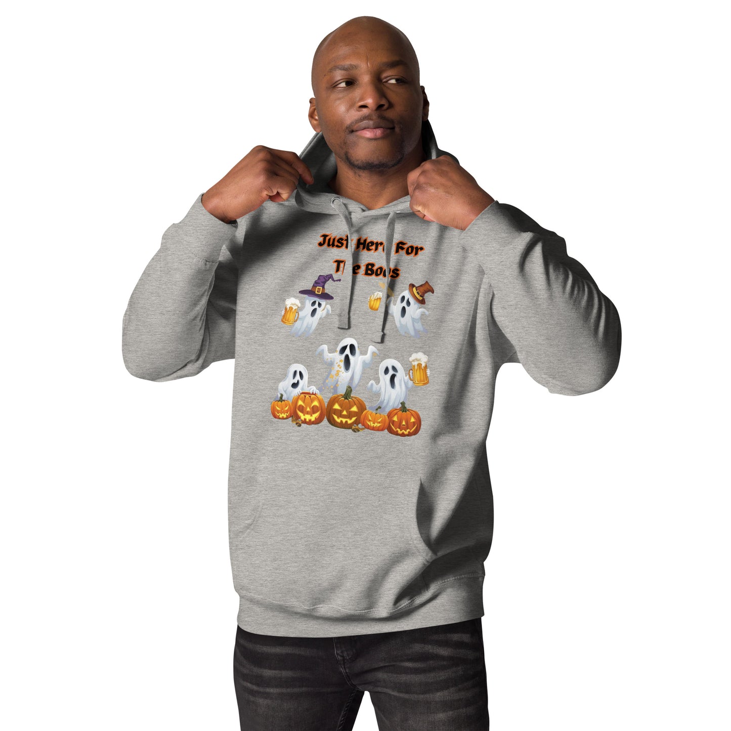 "Just Here For The Boos" Unisex Hoodie - Soft, Stylish, and Perfect for Halloween - Unisex Hoodie