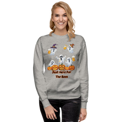 The Viral Drunken Ghosts "Just Here For The Boos" Unisex Premium Sweatshirt - Cozy, Fun, and Perfect for Halloween