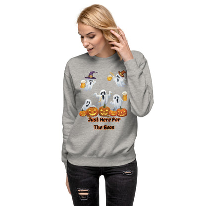 The Viral Drunken Ghosts "Just Here For The Boos" Unisex Premium Sweatshirt - Cozy, Fun, and Perfect for Halloween