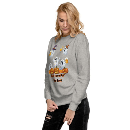 The Viral Drunken Ghosts "Just Here For The Boos" Unisex Premium Sweatshirt - Cozy, Fun, and Perfect for Halloween