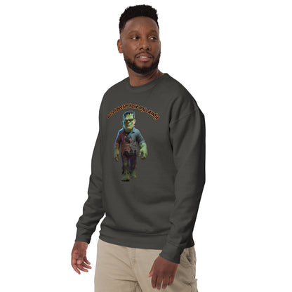 "Witch Better Have My Candy" Unisex Premium Sweatshirt with Frankenstein - Cozy, Stylish, and Perfect for Halloween