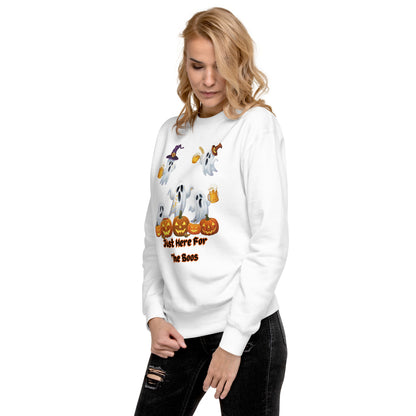 The Viral Drunken Ghosts "Just Here For The Boos" Unisex Premium Sweatshirt - Cozy, Fun, and Perfect for Halloween