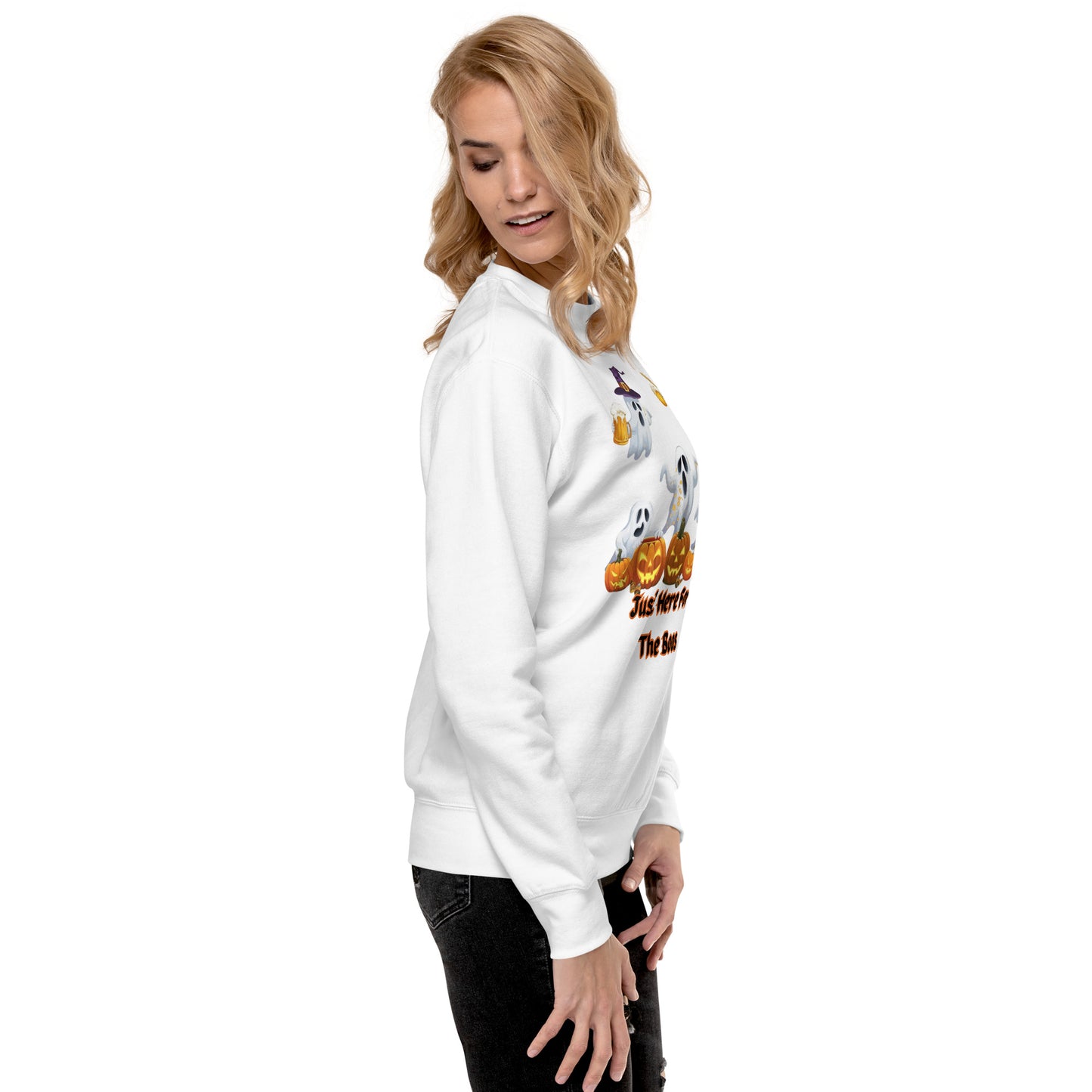 The Viral Drunken Ghosts "Just Here For The Boos" Unisex Premium Sweatshirt - Cozy, Fun, and Perfect for Halloween