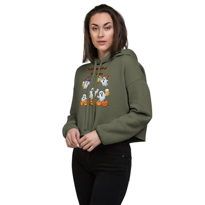 The Viral "Just Here For The Boos" Crop Hoodie - Trendy, Fun, and Perfect for Halloween - Crop Hoodie