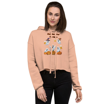 The Viral "Just Here For The Boos" Crop Hoodie - Trendy, Fun, and Perfect for Halloween - Crop Hoodie