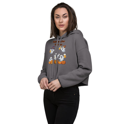 The Viral "Just Here For The Boos" Crop Hoodie - Trendy, Fun, and Perfect for Halloween - Crop Hoodie