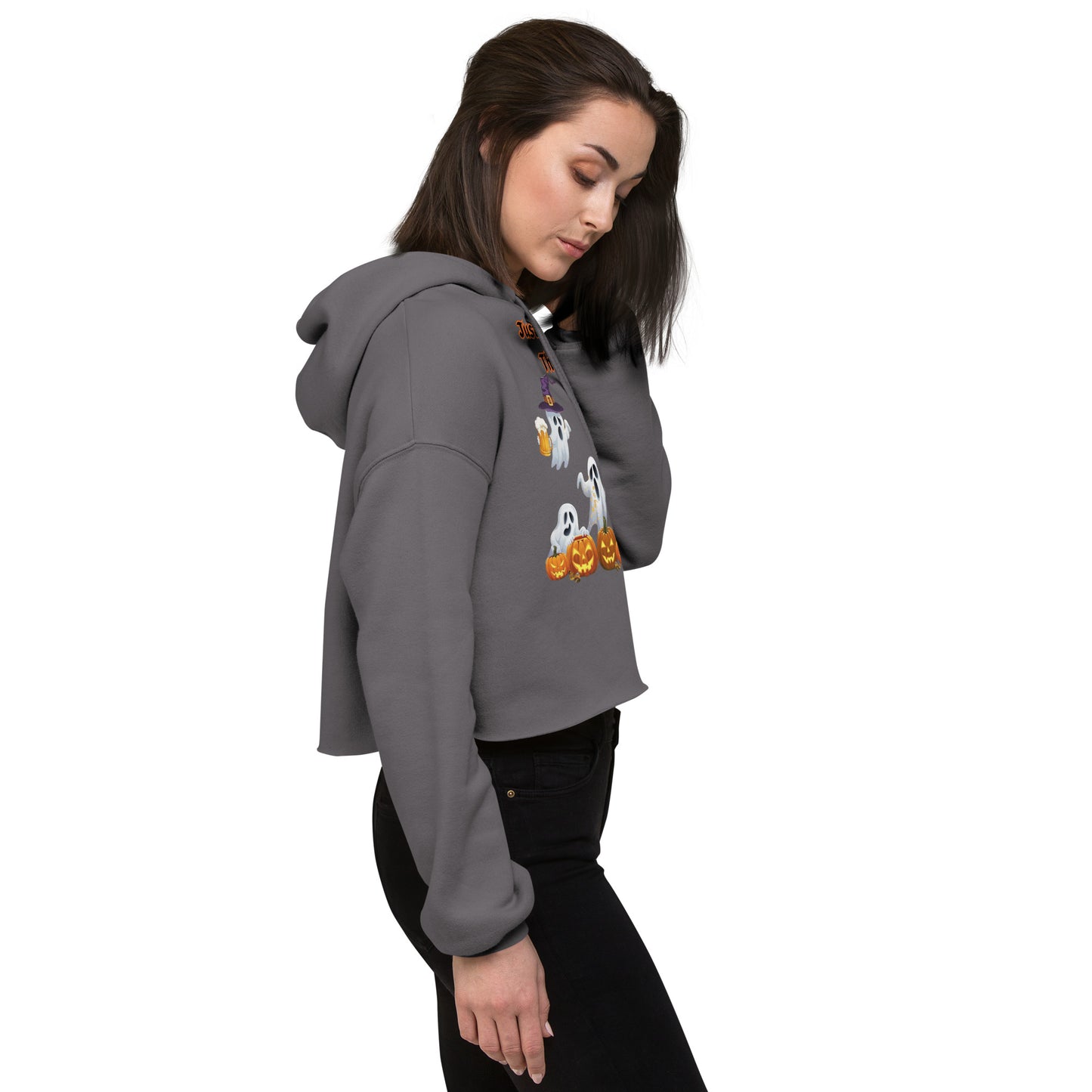 The Viral "Just Here For The Boos" Crop Hoodie - Trendy, Fun, and Perfect for Halloween - Crop Hoodie