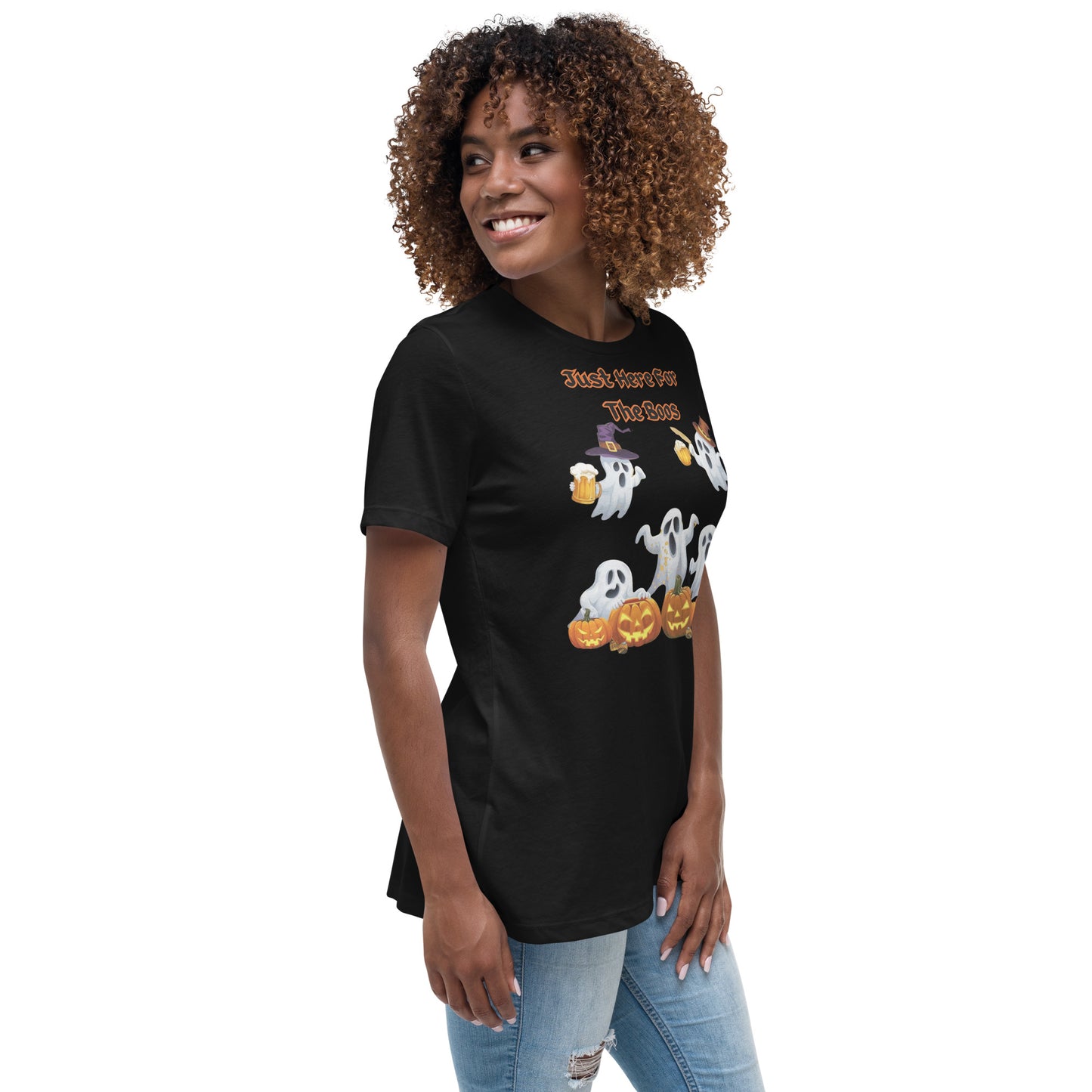 "Just Here For The Boos" Women's Relaxed Tee - Soft, Stylish, and Fun for Halloween - Women's Relaxed T-Shirt