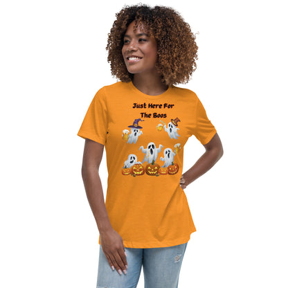 "Just Here For The Boos" Women's Relaxed Tee - Soft, Stylish, and Fun for Halloween - Women's Relaxed T-Shirt