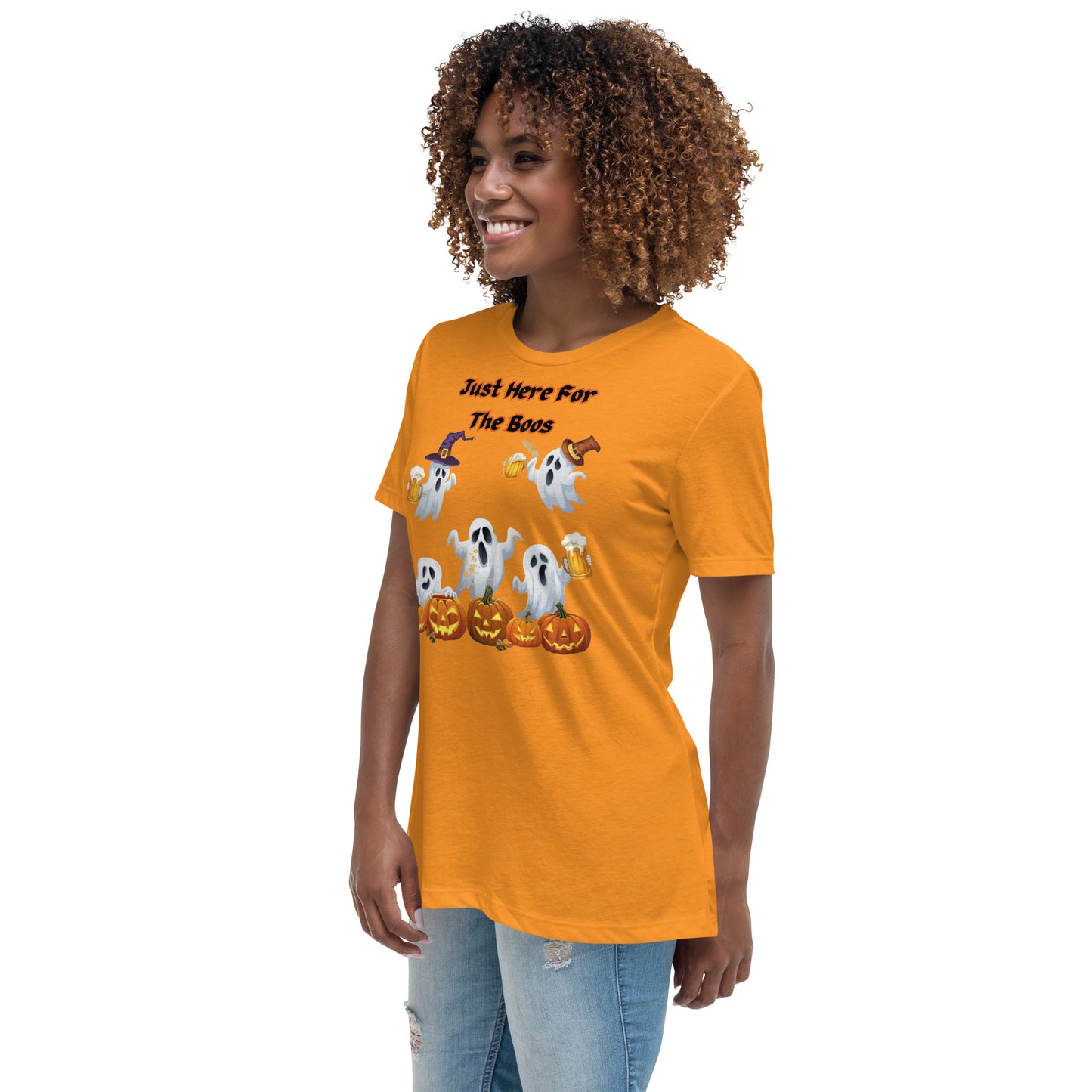 "Just Here For The Boos" Women's Relaxed Tee - Soft, Stylish, and Fun for Halloween - Women's Relaxed T-Shirt