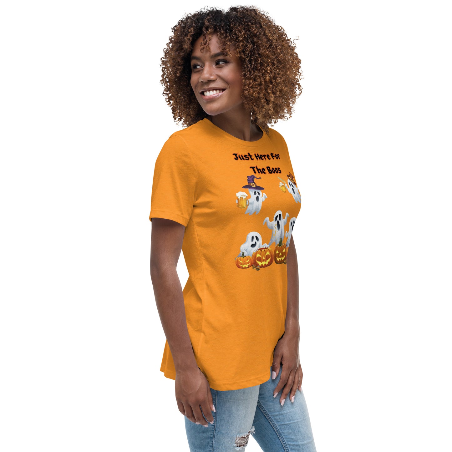 "Just Here For The Boos" Women's Relaxed Tee - Soft, Stylish, and Fun for Halloween - Women's Relaxed T-Shirt