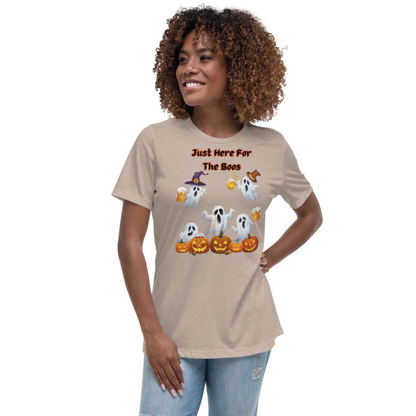 "Just Here For The Boos" Women's Relaxed Tee - Soft, Stylish, and Fun for Halloween - Women's Relaxed T-Shirt