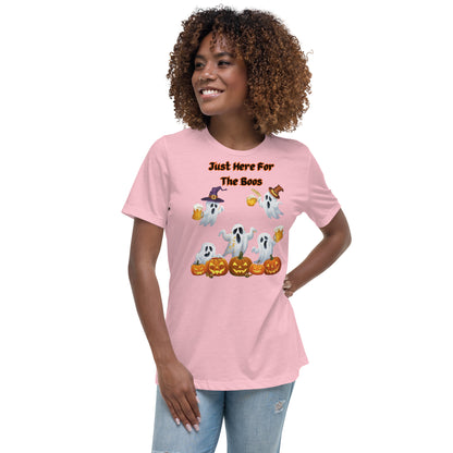 "Just Here For The Boos" Women's Relaxed Tee - Soft, Stylish, and Fun for Halloween - Women's Relaxed T-Shirt