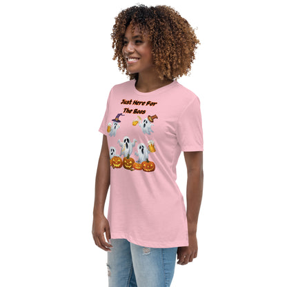 "Just Here For The Boos" Women's Relaxed Tee - Soft, Stylish, and Fun for Halloween - Women's Relaxed T-Shirt