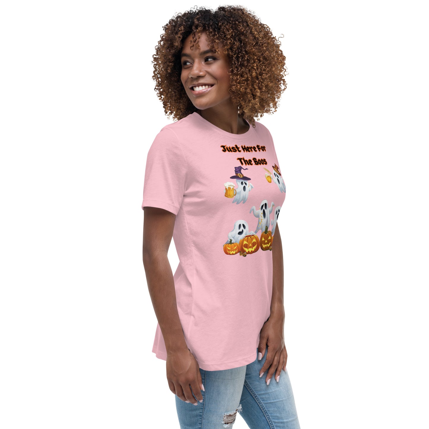 "Just Here For The Boos" Women's Relaxed Tee - Soft, Stylish, and Fun for Halloween - Women's Relaxed T-Shirt