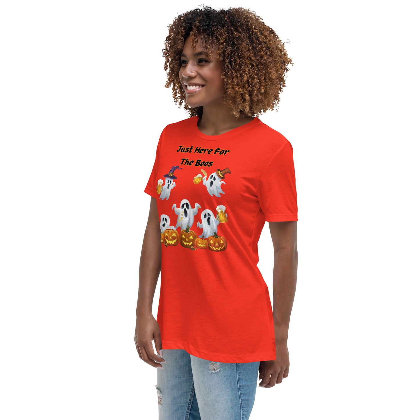 "Just Here For The Boos" Women's Relaxed Tee - Soft, Stylish, and Fun for Halloween - Women's Relaxed T-Shirt