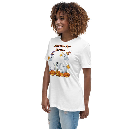 "Just Here For The Boos" Women's Relaxed Tee - Soft, Stylish, and Fun for Halloween - Women's Relaxed T-Shirt