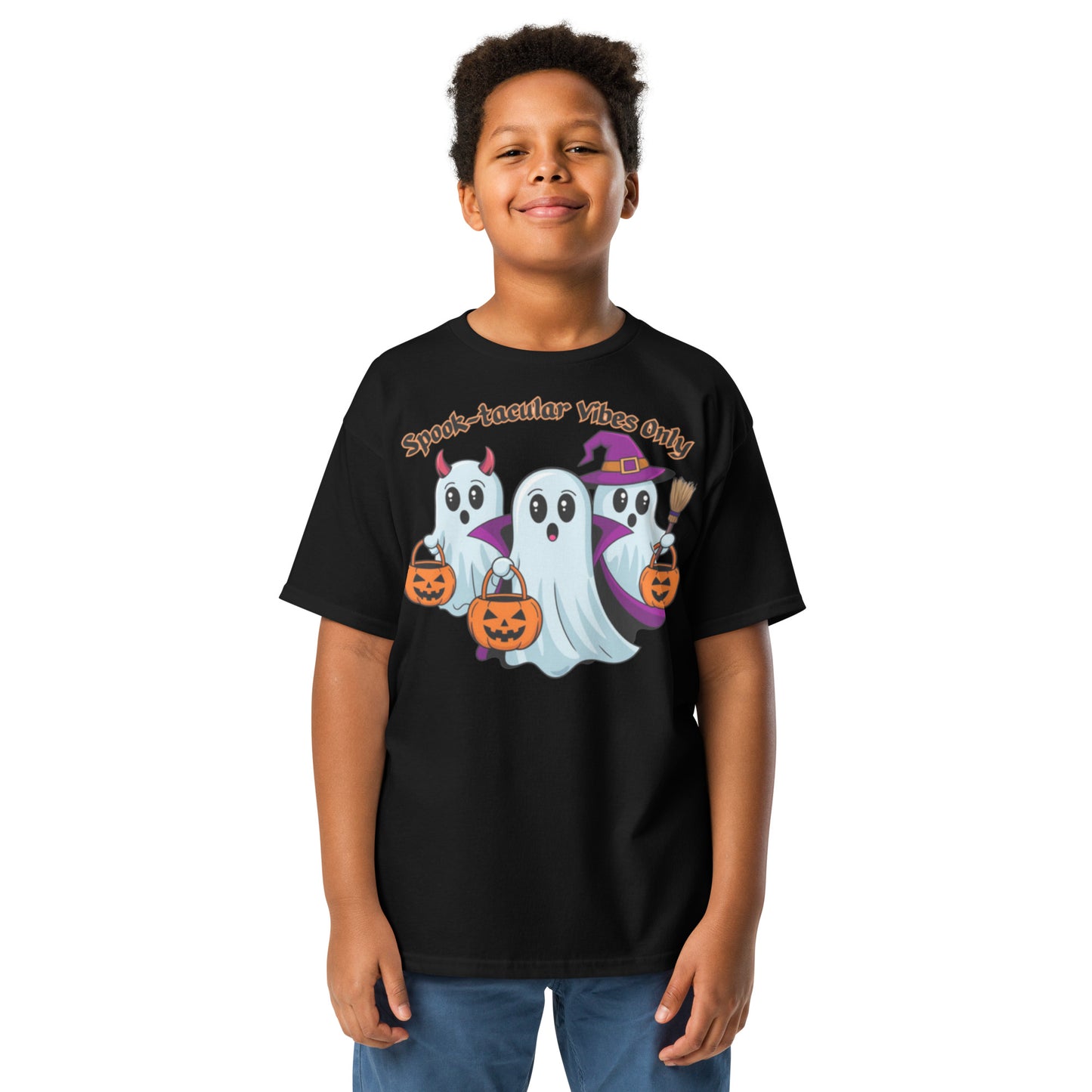 "Spook-tacular Vibes Only" Youth Classic Tee - Fun, Comfortable, and Perfect for Halloween