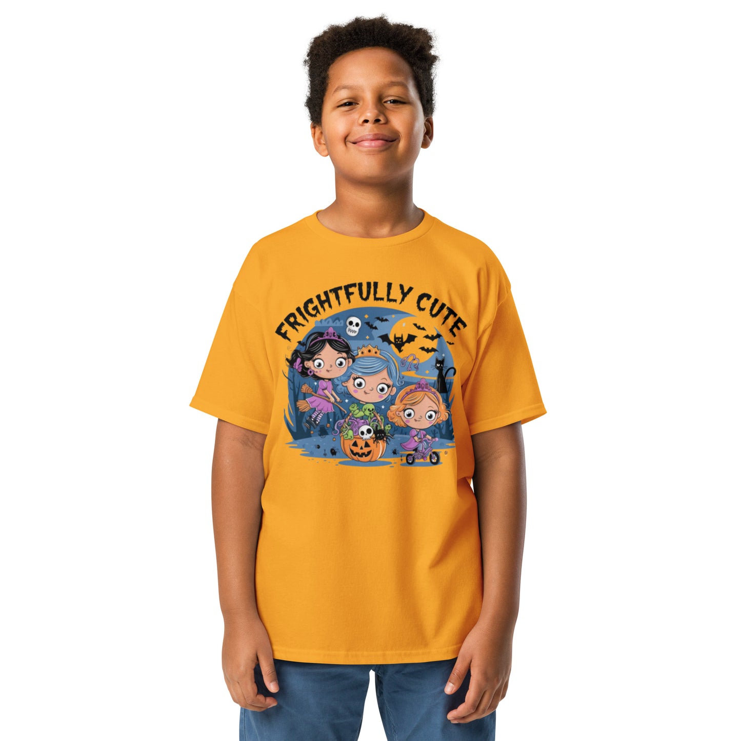 "Frightfully Cute" Youth Classic Tee - Durable, Stylish, and Perfect for Halloween - Youth classic tee