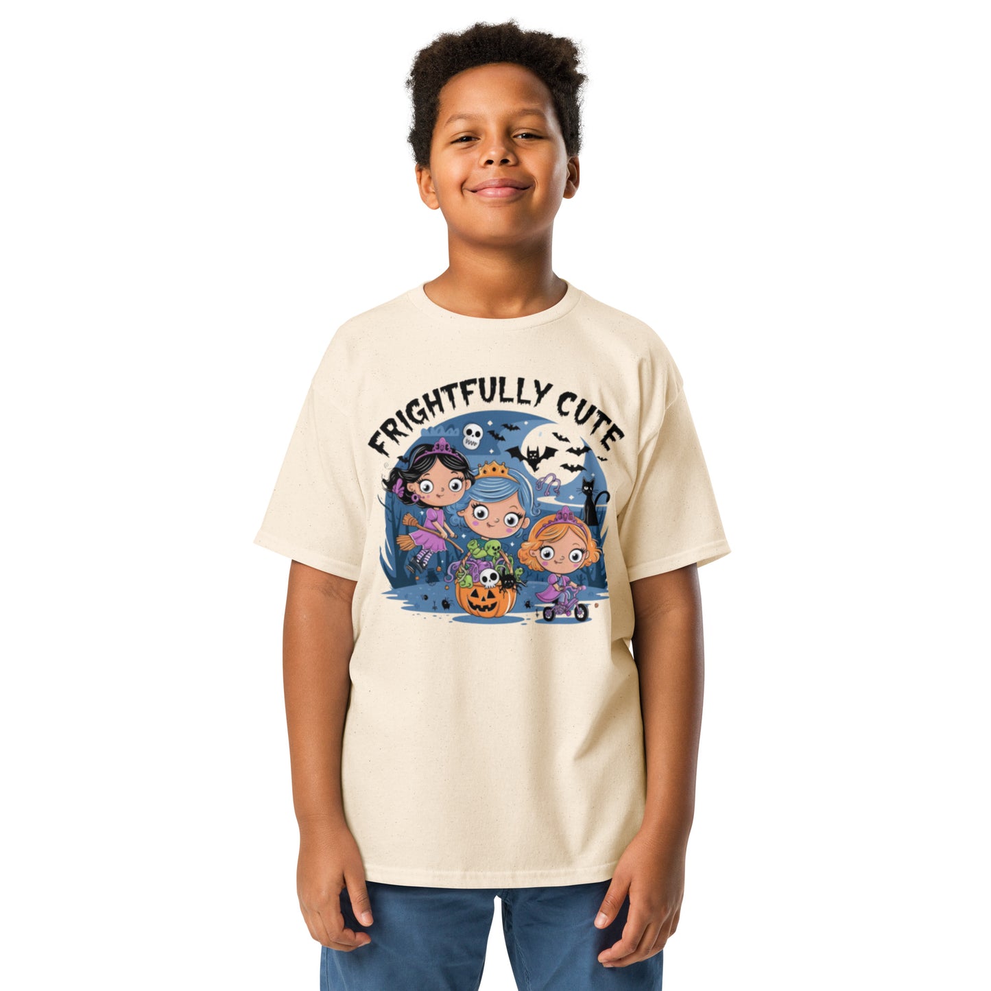 "Frightfully Cute" Youth Classic Tee - Durable, Stylish, and Perfect for Halloween - Youth classic tee