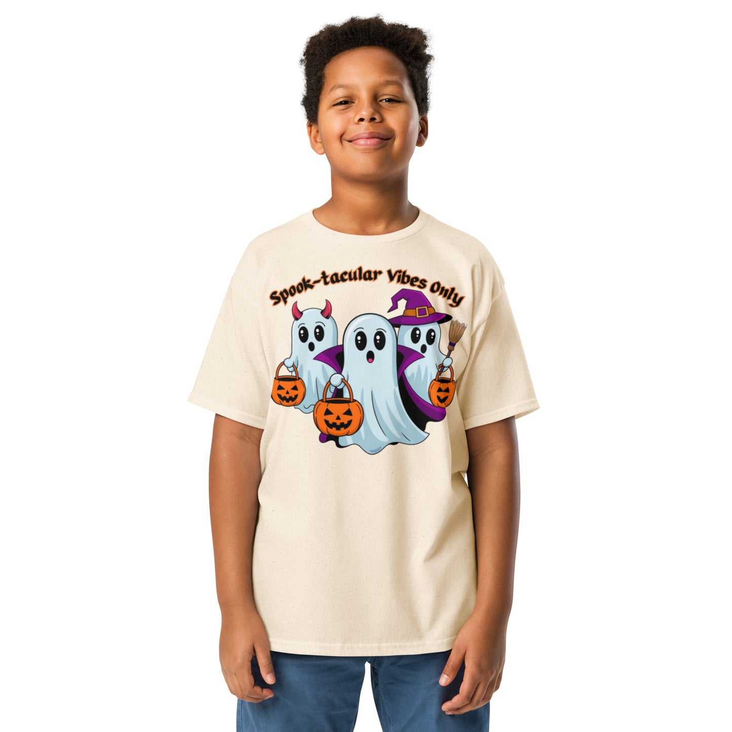 "Spook-tacular Vibes Only" Youth Classic Tee - Fun, Comfortable, and Perfect for Halloween