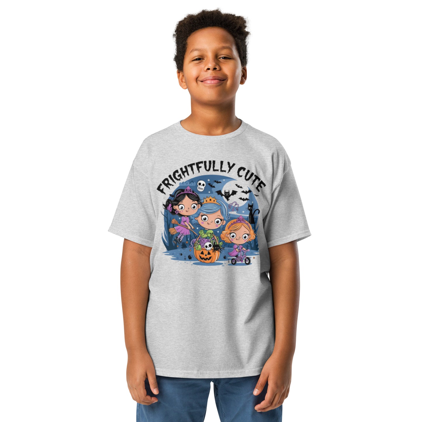 "Frightfully Cute" Youth Classic Tee - Durable, Stylish, and Perfect for Halloween - Youth classic tee