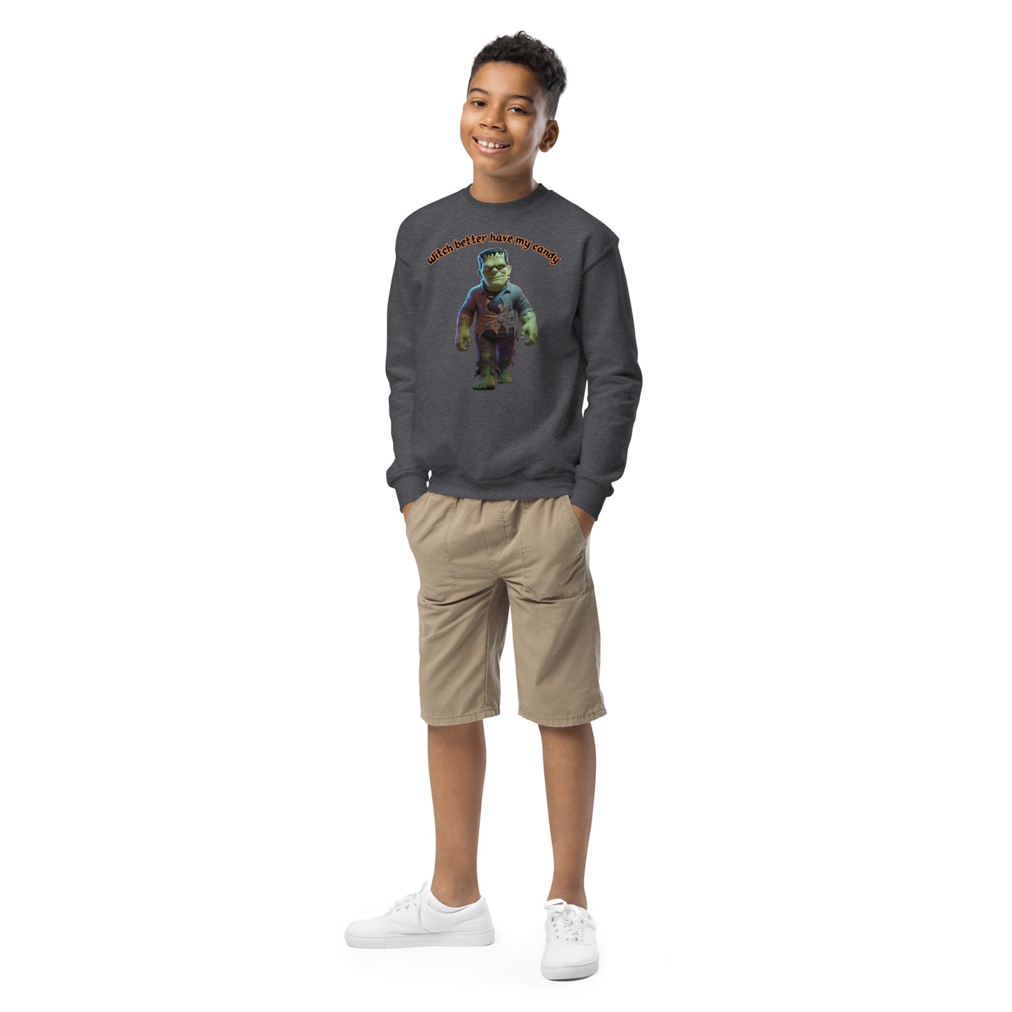 "Witch Better Have My Candy" Youth Crewneck Sweatshirt - Cozy Comfort and Halloween Fun