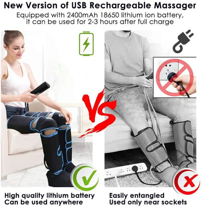 Rechargeable Leg Muscle Relaxer 6 modes Air Compression Recovery Boot Lymph Release Relieve Foot Fatigue Heating Leg Massager