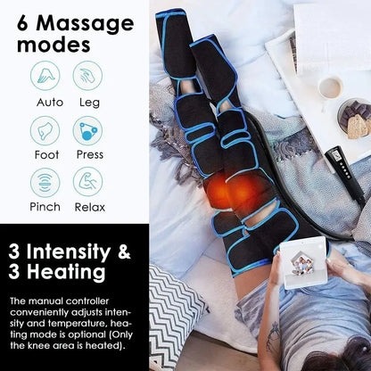 Rechargeable Leg Muscle Relaxer 6 modes Air Compression Recovery Boot Lymph Release Relieve Foot Fatigue Heating Leg Massager